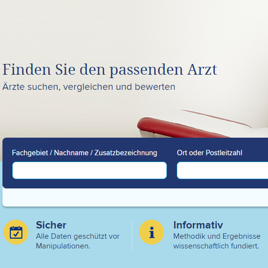 Screenshot Arztsuche der Weissen Liste